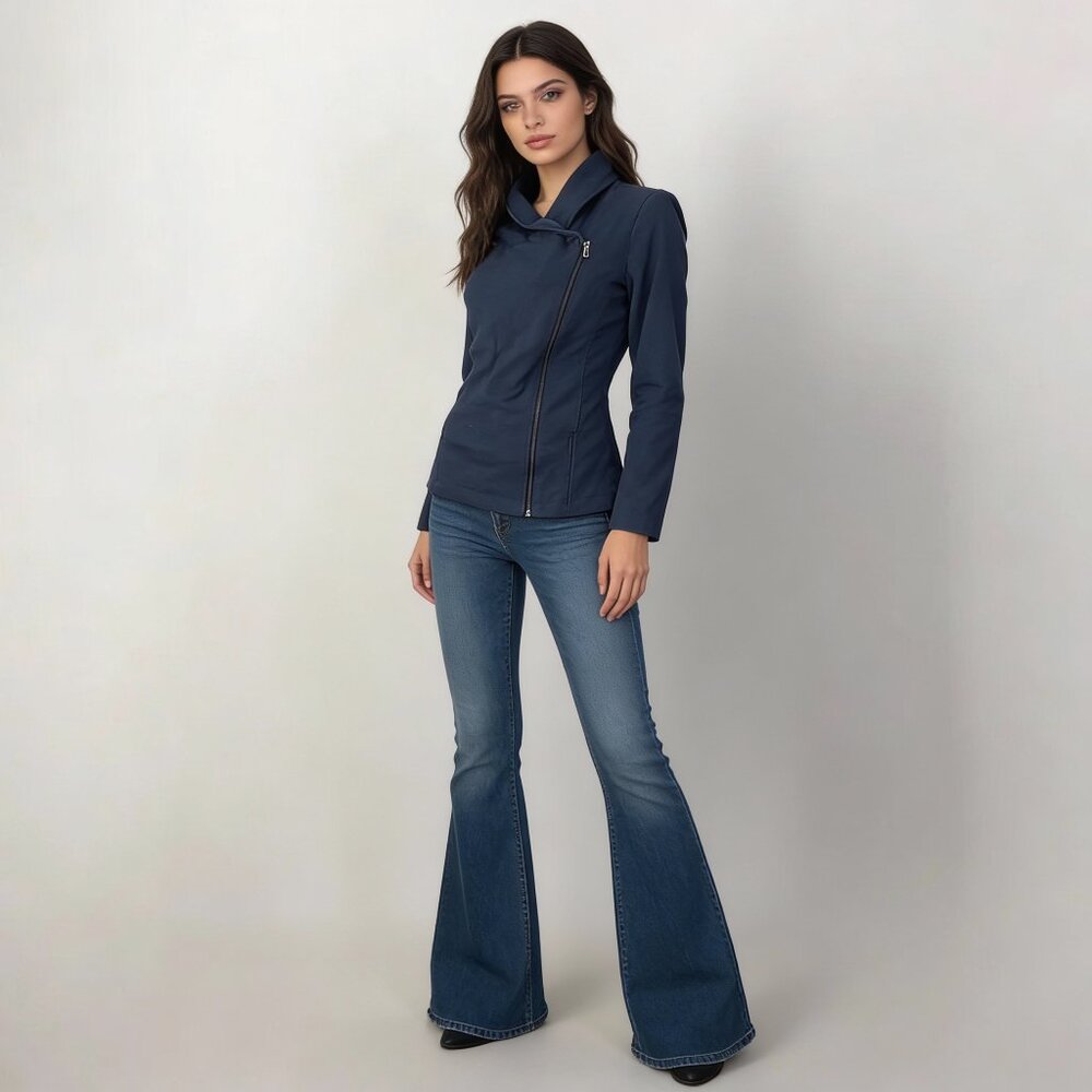 CASLON | Blue Side Zip Jacket Top Sz SP